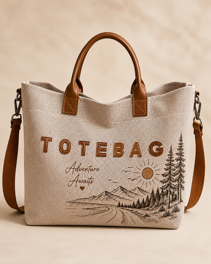 Adventure Awaits Canvas Tote