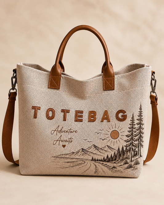 Adventure Awaits Canvas Tote