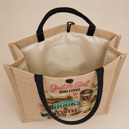 Books & Coffee Jute Tote
