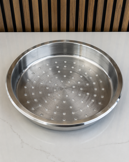 Veermode Round Stainless Steel Perforated Buffet Tray