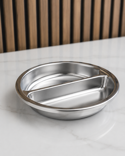 Veermode Round Stainless Steel Divided Buffet Pan