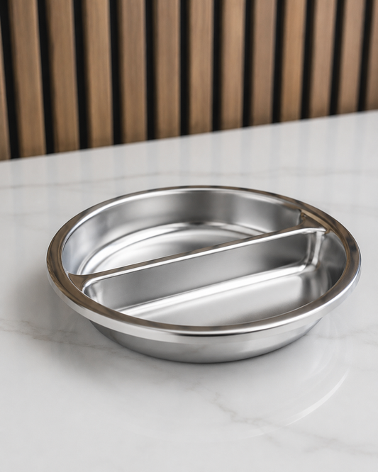 Veermode Round Stainless Steel Divided Buffet Pan