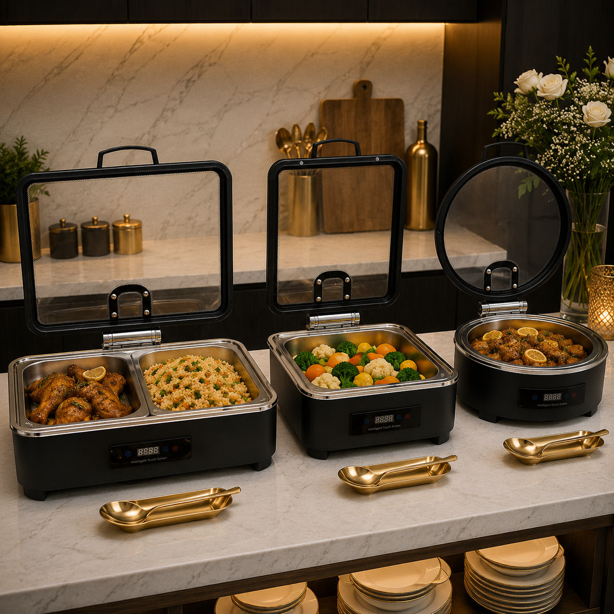 Veermode Black Rectangle Buffet Warmer