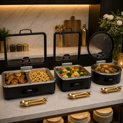 Veermode Black Rectangle Buffet Warmer