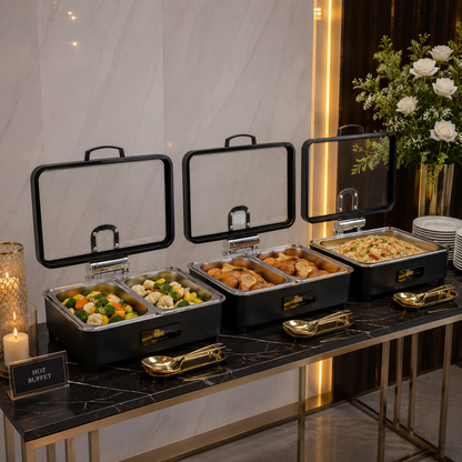 Veermode Black Rectangle Buffet Warmer