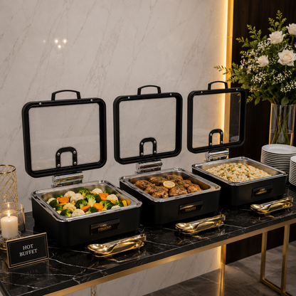 Veermode Black Square Buffet Warmer