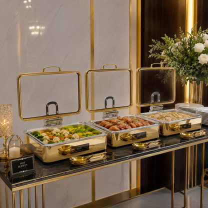 Veermode Gold Rectangle Buffet Warmer