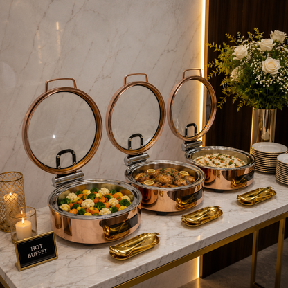 Veermode Rose Gold Round Buffet Warmer