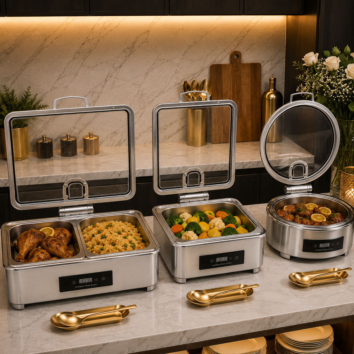 Veermode Silver Rectangle Buffet Warmer