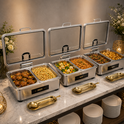 Veermode Silver Rectangle Buffet Warmer