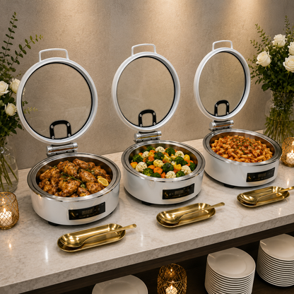 Veermode Silver Round Buffet Warmer