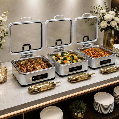 Veermode Silver Square Buffet Warmer