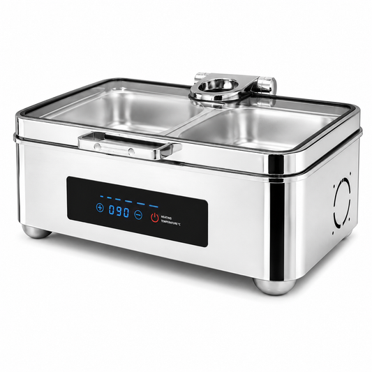 Veermode Dry & Wet Silver Rectangle Buffet Warmer