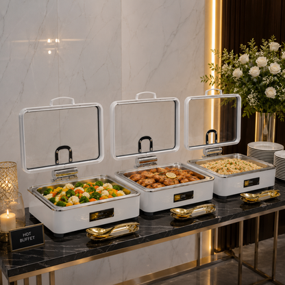 Veermode White Rectangle Buffet Warmer