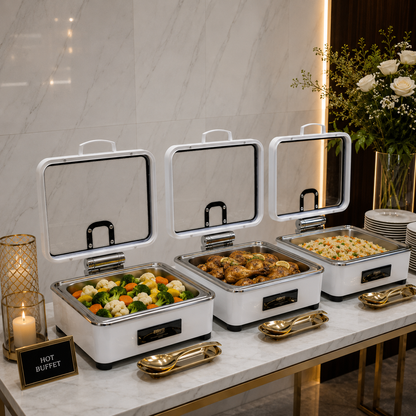 Veermode White Square Buffet Warmer