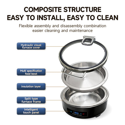 Veermode Black Round Buffet Warmer
