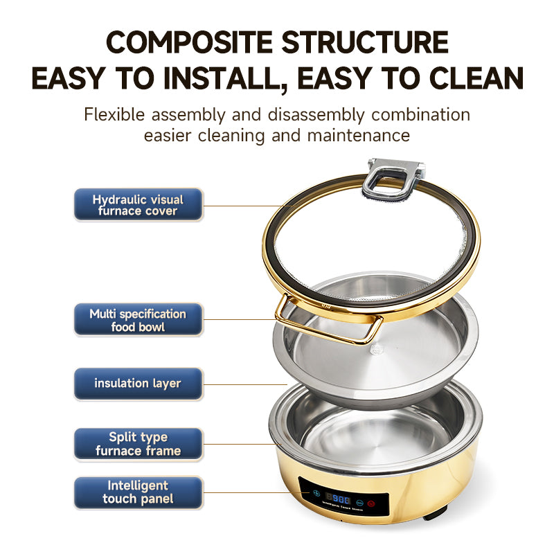Veermode Gold Round Buffet Warmer