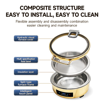 Veermode Gold Round Buffet Warmer