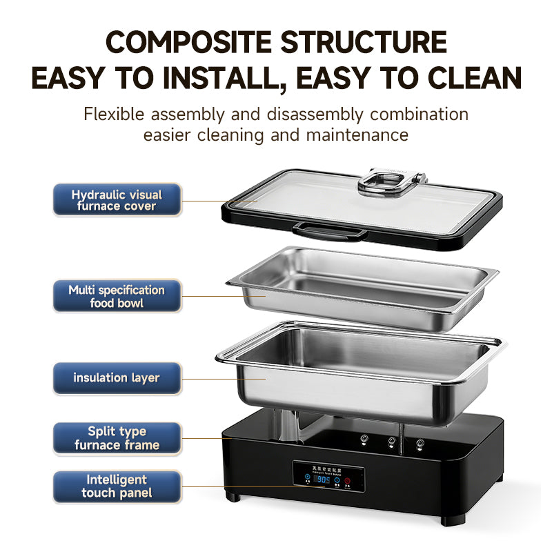 Veermode electric buffet warmer chafing dish rectangle black modern design